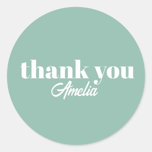 Custom Name Thank You Stickers ラウンドシール (正面)