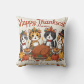 Custom Name Thanksgiving Cats Decor クッション (正面)