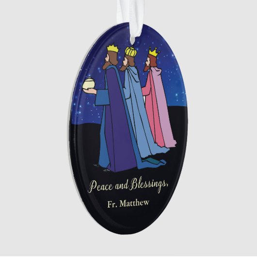 Custom Name Title, Christmas Wishes Three Kings オーナメント (正面)