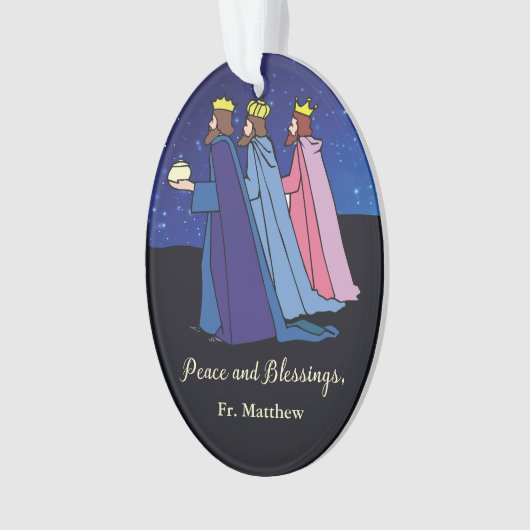 Custom Name Title, Christmas Wishes Three Kings オーナメント (正面)