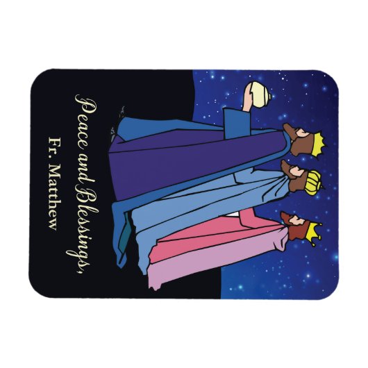 Custom Name Title, Christmas Wishes Three Kings マグネット (横)