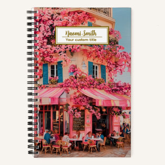 Custom Name/title Notebook – Pink Flower Café  ノートブック