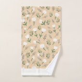 Custom Name Towels – White Floral on Vanilla バスタオルセット (ハンドタオル)
