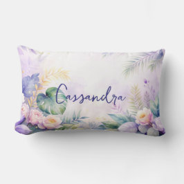 Custom Name Tropical Flowers  ランバークッション