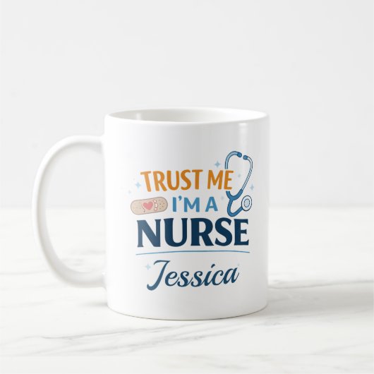 Custom Name Trust Me I'm a Nurse Coffee Mug Gift コーヒーマグカップ (左)