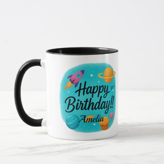 Custom Name Turquoise 21st Birthday マグカップ (左)