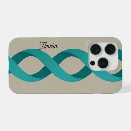 Custom Name Turquoise Spiral Bands iPhoneケース (裏面横)