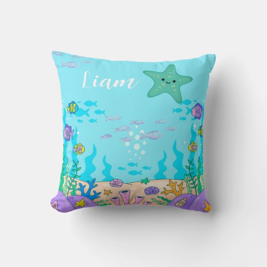  Custom Name Undersea Starfish Pillow クッション (正面)