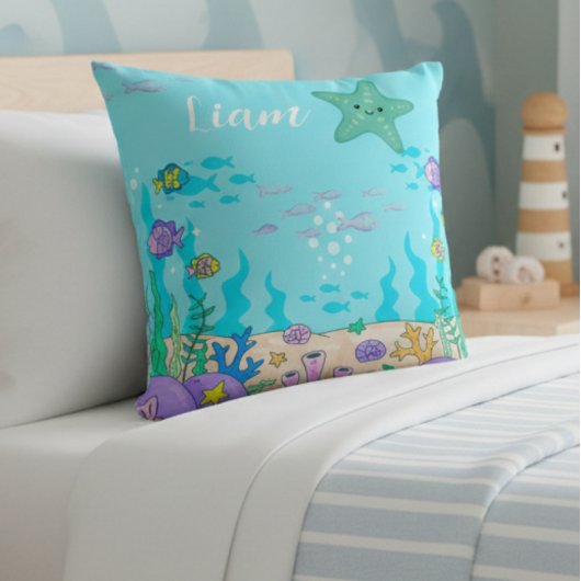 Custom Name Undersea Starfish Pillow クッション