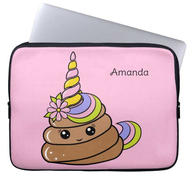 Custom Name Unicorn Poop ラップトップスリーブ (正面)