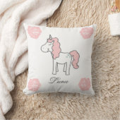 Custom Name Unicorn Rose Floral Cute Pink  クッション (ブランケット)