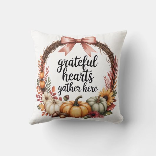 Custom name Unique autumn themed wreath クッション (裏面)