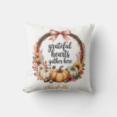 Custom name Unique autumn themed wreath  クッション (正面)
