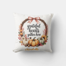 Custom name Unique autumn themed wreath クッション