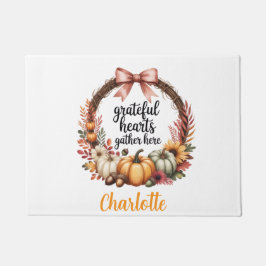 Custom name Unique autumn themed wreath  ドアマット
