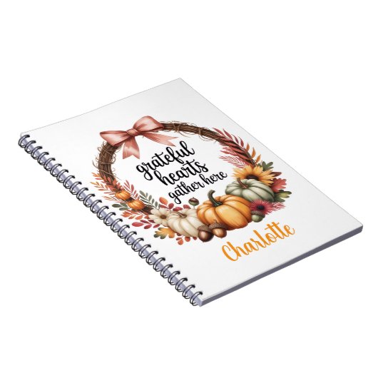 Custom name Unique autumn themed wreath  ノートブック (右側)