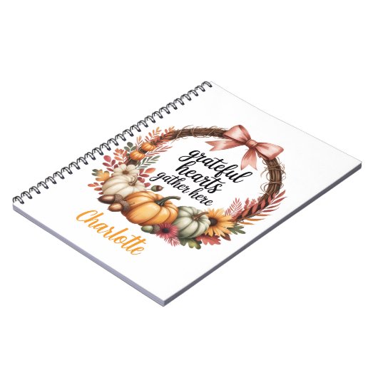 Custom name Unique autumn themed wreath ノートブック (左側)