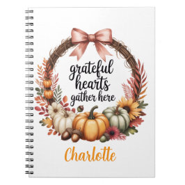 Custom name Unique autumn themed wreath ノートブック