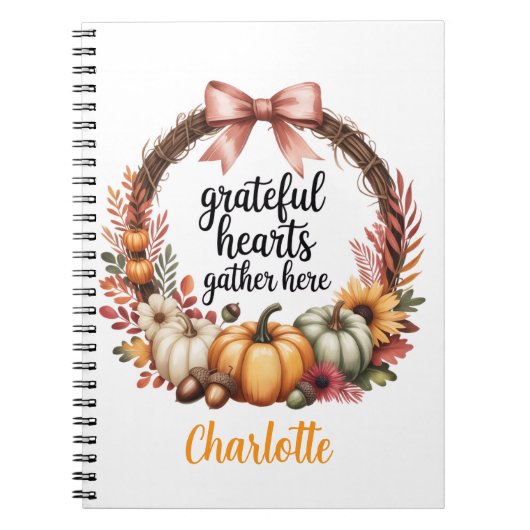 Custom name Unique autumn themed wreath  ノートブック (正面)