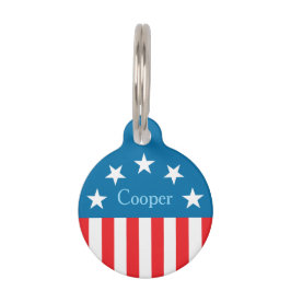 Custom Name, USA Flag Stars Stripes Pet ID Tag ペット　ネームタグ