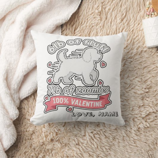 Custom Name Valentine 6lb of Fluff 7lb of Zoomies クッション (ブランケット)