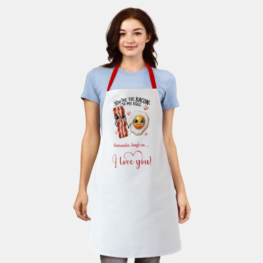 Custom Name Valentine Apron Funny Food Quotes エプロン (着用した状態)