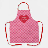 Custom Name Valentine Apron Romantic Heart Design エプロン (正面)