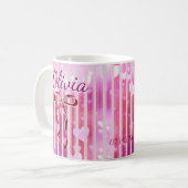 Custom Name Valentine Mug | Personalized Pink Hear コーヒーマグカップ (正面左)