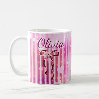 Custom Name Valentine Mug | Personalized Pink Hear コーヒーマグカップ