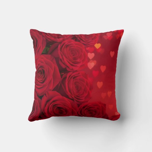 custom name valentine red rose romantic クッション (裏面)