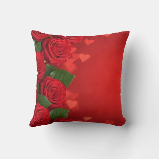 Custom Name Valentine red rose romantic クッション (裏面)