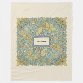 Custom Name Vibrant Zentangle Fleece Blanket フリースブランケット