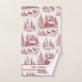 Custom Name Vintage Illustration Reindeer Winter バスタオルセット (ハンドタオル)