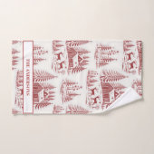 Custom Name Vintage Illustration Reindeer Winter バスタオルセット (ハンドタオル)