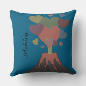 Custom Name Volcano Heart Throw Pillow Gift クッション (裏面)