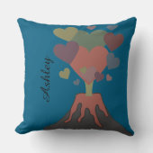Custom Name Volcano Heart Throw Pillow Gift クッション (正面)