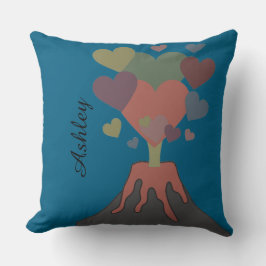 Custom Name Volcano Heart Throw Pillow Gift クッション