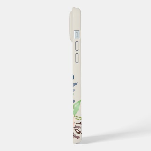 Custom Name Watercolor Floral Anemone iPhoneケース (左側面)