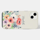 Custom Name Watercolor Floral Anemone iPhoneケース (裏面横)