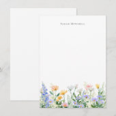 Custom Name Watercolor Garden Floral Note card ノートカード (正面/裏面)