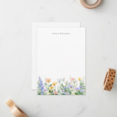 Custom Name Watercolor Garden Floral Note card ノートカード (正面/裏面インサイチュ)