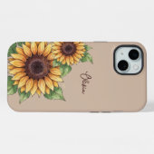 Custom Name Watercolor Sunflower Rustic iPhoneケース (裏面横)