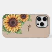 Custom Name Watercolor Sunflower Rustic iPhoneケース (裏面横)