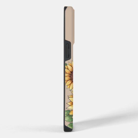 Custom Name Watercolor Sunflower Rustic iPhoneケース (右側面)