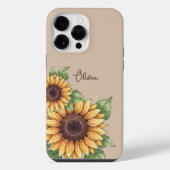 Custom Name Watercolor Sunflower Rustic iPhoneケース (裏面)
