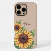 Custom Name Watercolor Sunflower Rustic iPhoneケース (裏面)