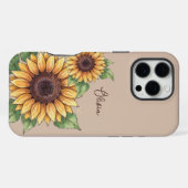 Custom Name Watercolor Sunflower Rustic iPhoneケース (裏面横)