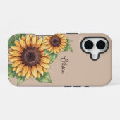 Custom Name Watercolor Sunflower Rustic iPhone 16ケース (裏面横)