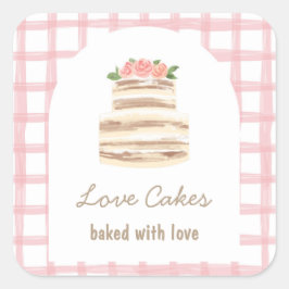 Custom Name Wedding Cake Business Sticker スクエアシール