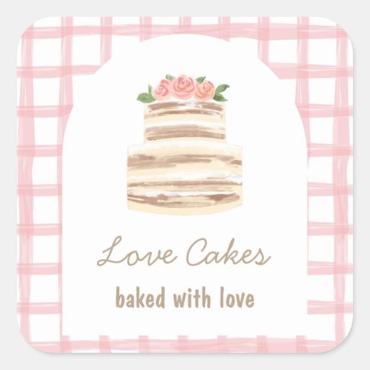 Custom Name Wedding Cake Business Sticker スクエアシール (正面)
